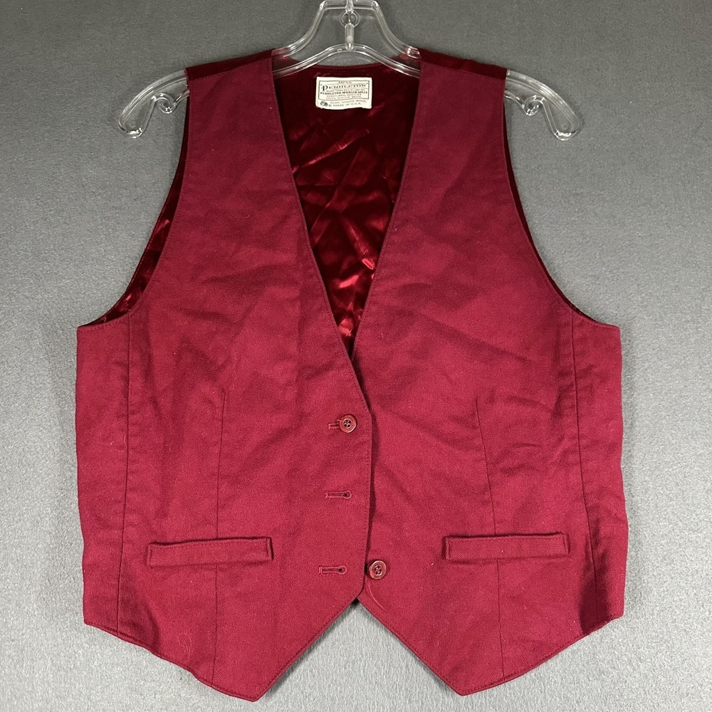 Vtg Pendleton Suit Vest Womens 14 Red 100% Virgin Wool Lined Made In USA *Flaw